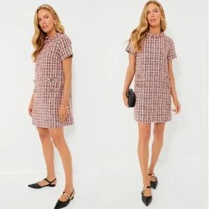 Tuckernuck Jackie Dress Magnolia Tweed Pink Black Large New Mini short sleeve